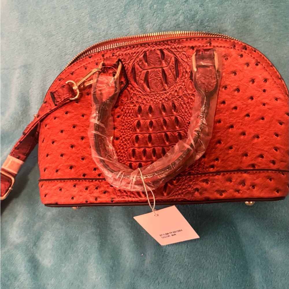 Brown Textured Dome Satchel Bag PU leather